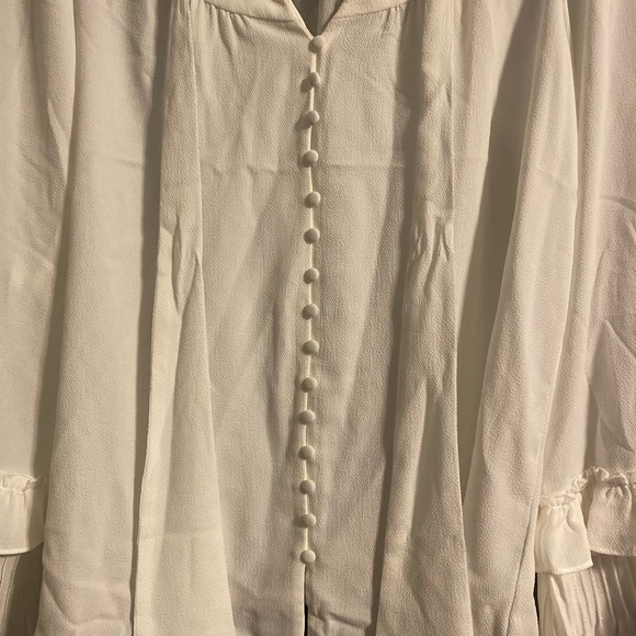 Boutique Cream Tie-neck Peasant Blouse - Picture 3 of 6